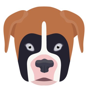 Vahşi bir köpekle kulakları ve siyah renkli, korkunç yüzü aşağı boksör 