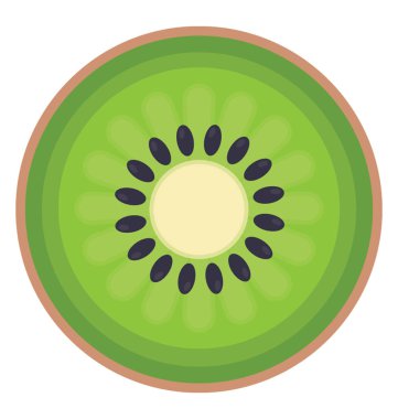 Bir taze yuvarlak şekil meyve kivi tasvir içinde küçük tohum olan 