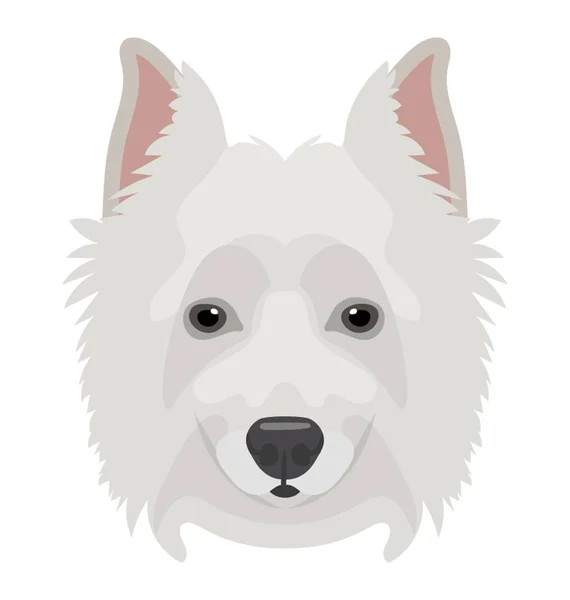 Lindo Cachorro Blanco Con Ojos Pequeños Orejas Erectas Denotando Husky — Vector de stock