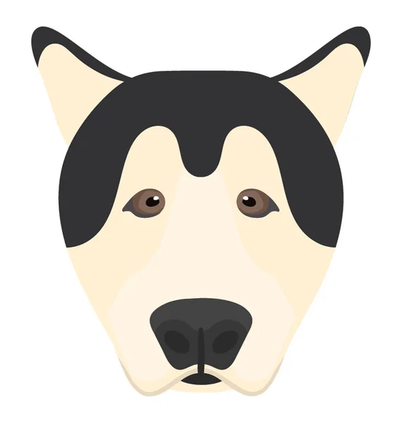 Perro Doméstico Con Orejas Pequeñas Cara Blanca Negra Malamute Alaska — Vector de stock