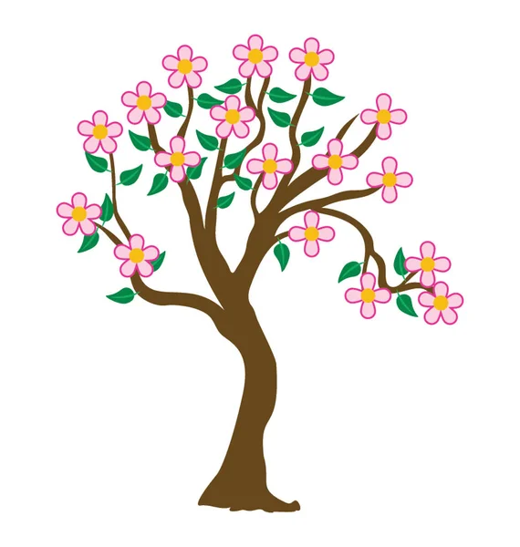 ピンクの花と緑の葉 東部アメリカハナズオウの木ツリー — ストックベクタ