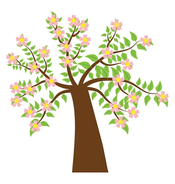 Дерево Розовыми Цветами Зелеными Листьями Восточное Красное Дерево — стоковый вектор