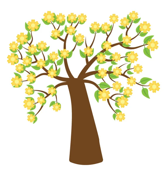 Όμορφα Εποχιακά Δέντρο Έχοντας Κίτρινα Λουλούδια Είναι Τρεμώδεις Aspen Δέντρο — Διανυσματικό Αρχείο
