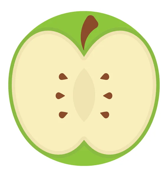 Połowa Wyciąć Kawałek Łodygi Nasiona Jabłko — Wektor stockowy