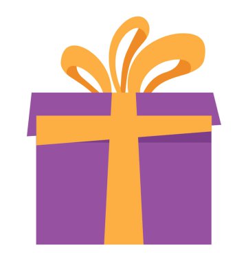 Bir güzel paketlenmiş hediye kutusu sunan düz simge vektör