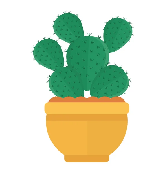 Pot Ayant Une Forme Plate Laisse Comme Cactus Poire Piquante — Image vectorielle
