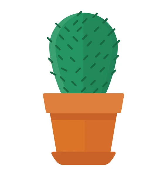 Ein Topf Mit Flachen Blättern Wie Kaktus Kaktusfeige — Stockvektor