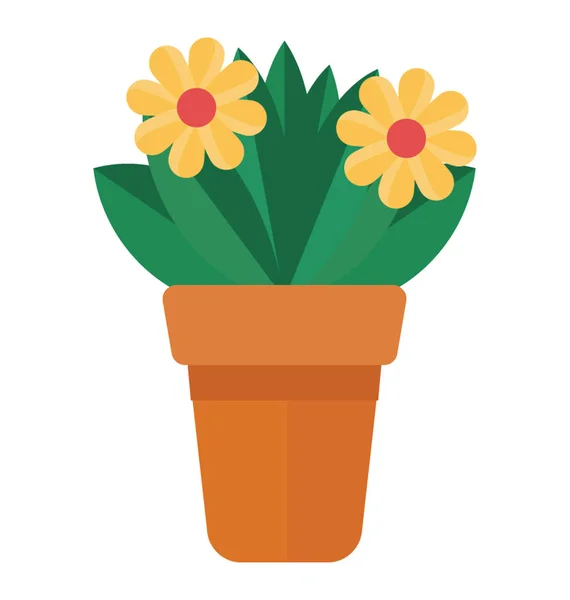 Flower Small Pot Plant Representing Yellow Gerbera — Stock Vector
