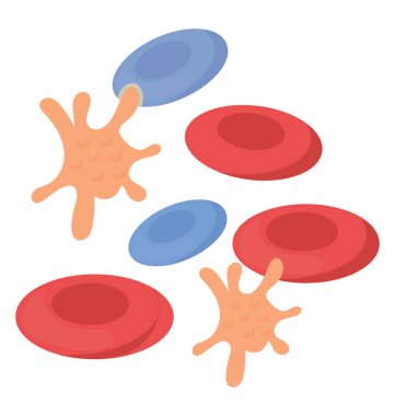 Yuvarlak içbükey daireler ve pıhtıları kan hücreleri bir simgeyi gösterme farklı renklerde