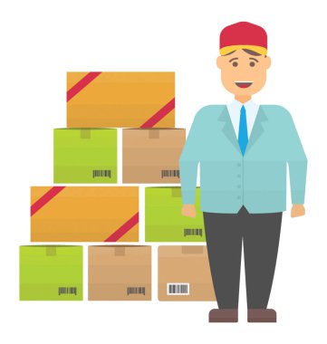 Lojistik Yöneticisi simgesini örnekli çevresinde bazı kutuları ile erkek avatar