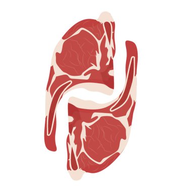 Bu onay göz biftek tasvir eden beyaz yağlı madde ile kırmızı bir köfte 