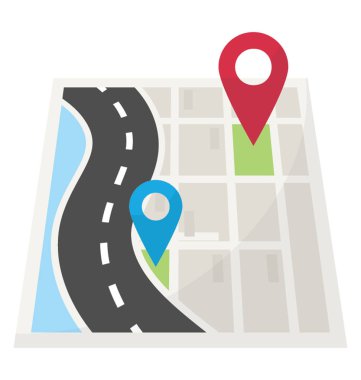 Yol haritası kavram sunan pinpointer tarafından belirtilen bir yol otelinin konumu 