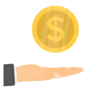 El alacaklı simge sunan altın dolar para ile yayıldı 