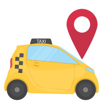 Taksi ile araç simgesini takip kavramsallaştırma pinpointer 