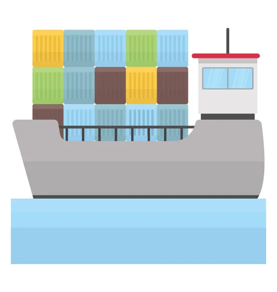 Een Cruise Pakketten Boordevol Cartons Bewegende Zee Naar Grip Vracht — Stockvector