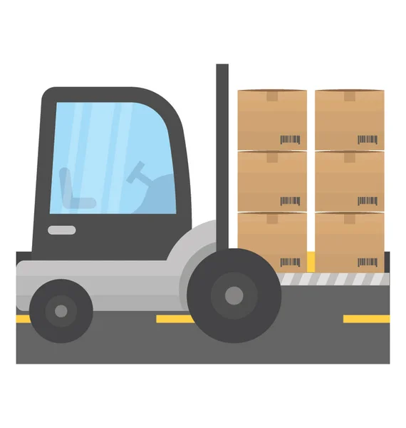 Ciężarówka Zarządzania Magazynu Podnoszenie Pakietów Jest Ikona Wózka Widłowego — Wektor stockowy