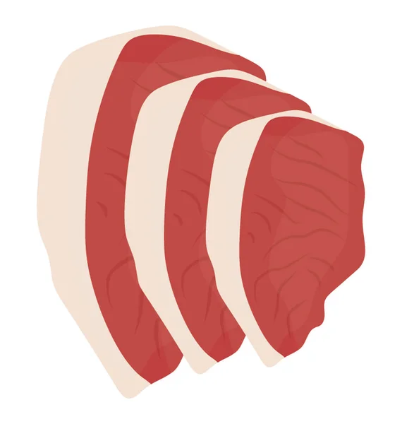 Carne Vermelha Desossada Plana Forma Patty Simbolizando Lombo Carne Bovina — Vetor de Stock