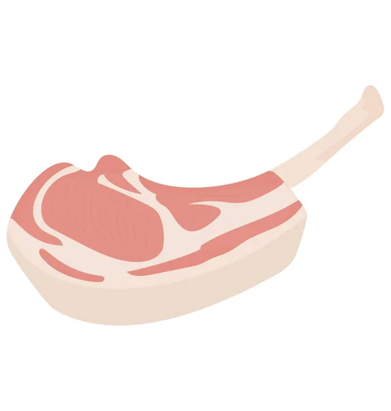 Pezzo Carne Rossa Forma Cilindrica Costoletta Agnello — Vettoriale Stock