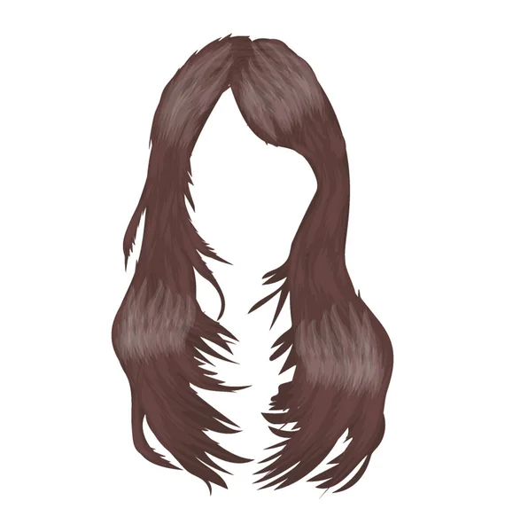 Dívka Vlnité Vlasy Kroky Pro Delší Vlasy Označujících Peří Cut — Stockový vektor