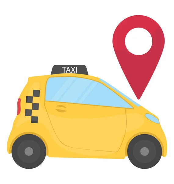 Taxi Con Puntatore Che Concettualizza Icona Tracciamento Del Veicolo — Vettoriale Stock