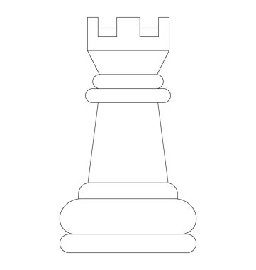 Satranç taşını satranç kalesi simgesini ifade eden baş şekli gibi Ortaçağ kale çatılı