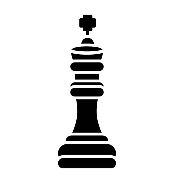 Длинная Шахматная Фигура Табличкой Плюс Сверху Вмятина Иконе Шахматного Короля — стоковый вектор