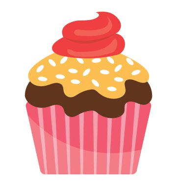 Turuncu ve kırmızı krem ahududu tasvir eden turuncu kek olan bir cupcake 