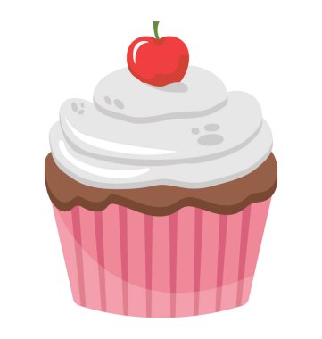 Beyaz kek kiraz en iyi temsil eden üzerinde sahip çırpılmış kremalı cupcake 