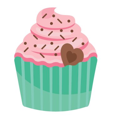 Pembe renkli çizgili desen çörek kremalı cupcake tasvir çikolata Topingler ile 