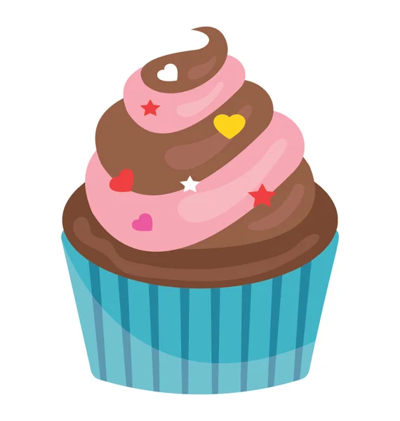 Cupcake Cioccolato Fragola Con Colorati Condimenti All Esterno Cupcake Alla — Vettoriale Stock