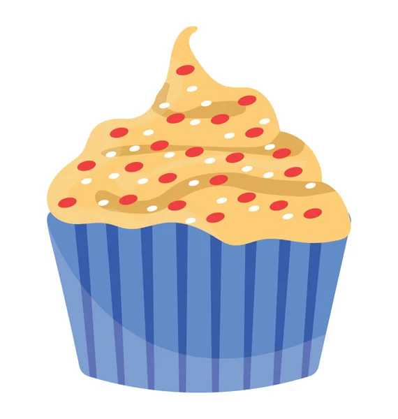Gula Stuvad Cupcake Med Röda Toppning Över Det Som Representerar — Stock vektor