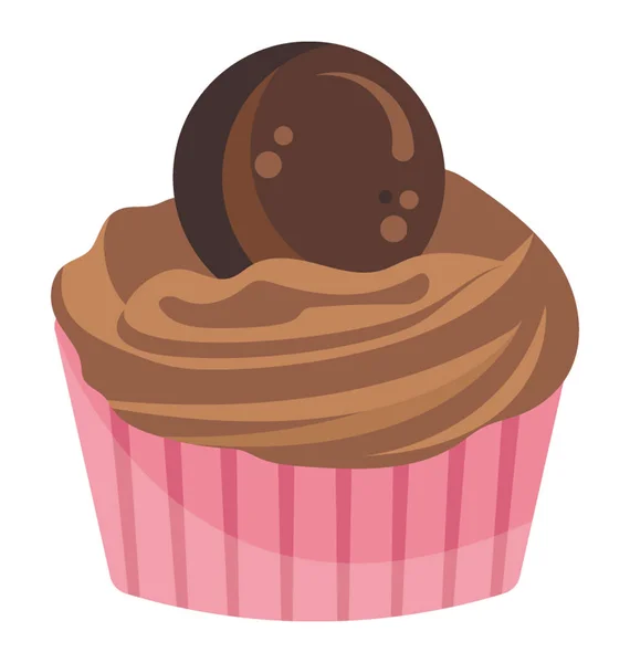 Cupcake Cremoso Chocolate Marrom Com Biscoito Preto Cima Cupcake Biscoito — Vetor de Stock
