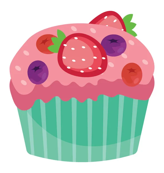 Bolo Colorido Com Frutas Diferentes Cobrindo Simbolizando Cupcake Coquetel Frutas — Vetor de Stock