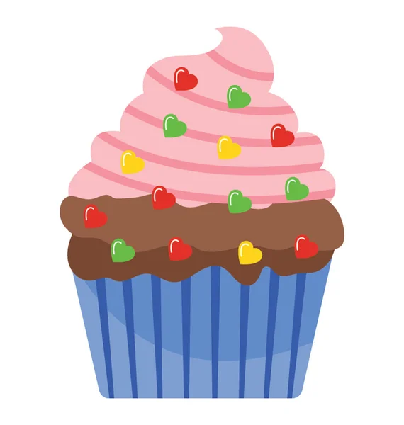 Confetti Cupcake Crema Rosa Che Denota Idea Party Cupcake — Vettoriale Stock