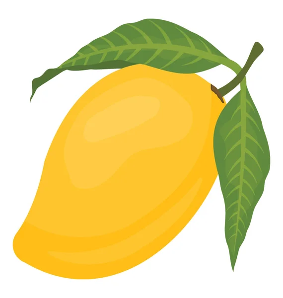 Sulu Yaz Meyve Mango Resmeden Yaprak Ile — Stok Vektör