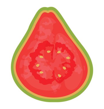 Simge yarım kesilerek taze meyve tohumları guava resmeden ile