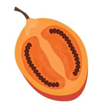 Bir yarım kesilerek parça siyah tohumlar, papaya olan meyve