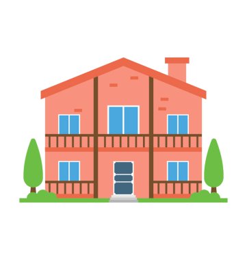 Bacalar ve dış simgeleyen kırmızı tuğla ev üstünde pencere eşiği ile a kırmızı renk ev dış 