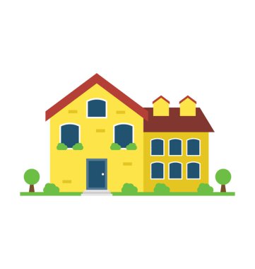 Windows, sarı yazlık ev ile bir tarihi stil sarı bina 