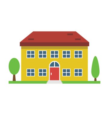 Kırmızı tuğla çatı ve birden çok windows otel veya motel dış tasvir eden kat sayısı üzerinde bir binada 