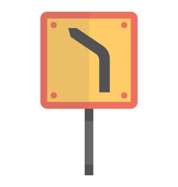 Tehlikeli eğrisi sembolü sunan satır bükme ile Yönetim Kurulu kare 