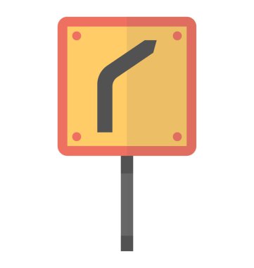 Tehlikeli eğrisi sembolü sunan satır bükme ile Yönetim Kurulu kare 