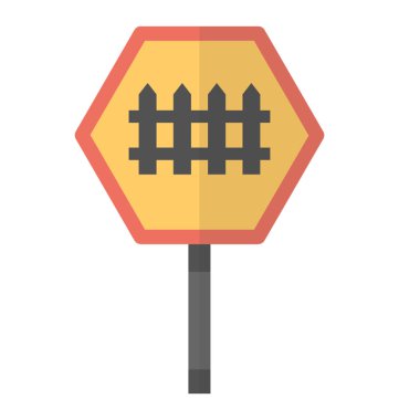 Altıgen tahta çit ile hemzemin geçit simgesini ifade eden bitti şeklinde