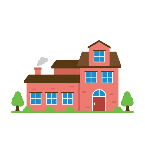 Ein Häuslicher Architektonischer Stil Mit Roten Ziegeln Und Hohen Dächern — Stockvektor
