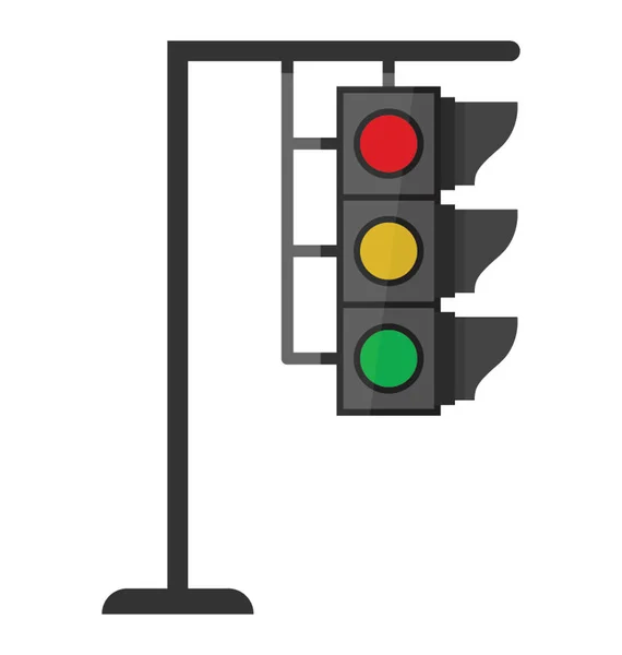Une Icône Montrant Symbole Contrôle Circulation Avec Trois Lumières — Image vectorielle