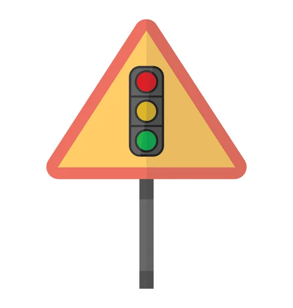 Triangle Traffic Lights Sticker Denoting Icon Signal Ahead — Stock Vector