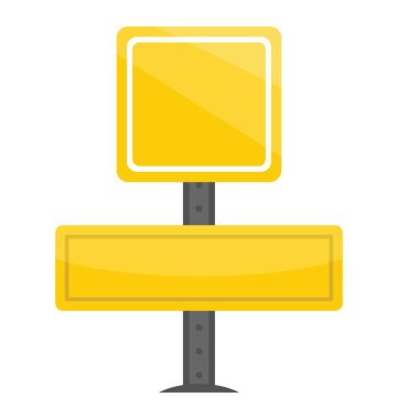 Kare ve dikdörtgen şekli panoları yol tabela simgesini ifade eden bir stand