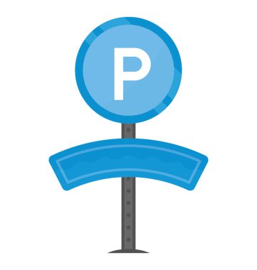 Park işareti simgesi ifade eden p, yol kenarına yerleştirilen bir dairesel tahta