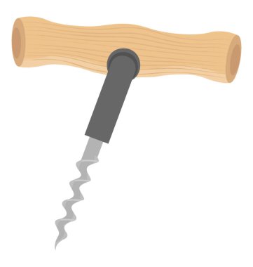 Vida şeklinde bıçak ahşap saplı bir tirbuşon simgesi