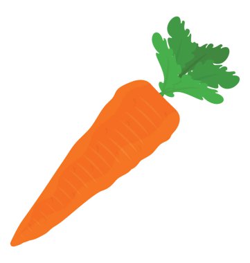 Uzun kırmızı sebze çiçek yaprakları kafasına, havuç için simge gibi